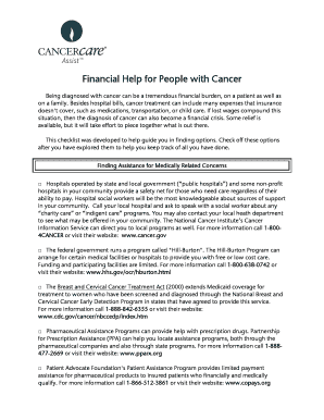 Cancer Financial Assistance Checklist