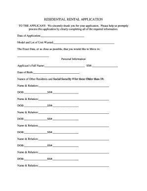 Residential Rental Application