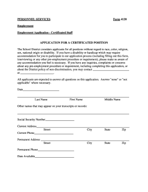 Employment Application for Certificated Staff