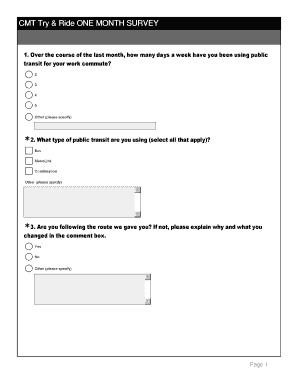 CMT Try & Ride One Month Survey