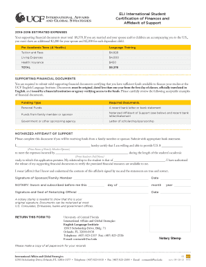 International Student Certification of Finances and Affidavit of Support
