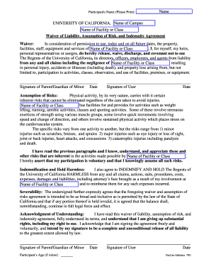 University of California Waiver of Liability