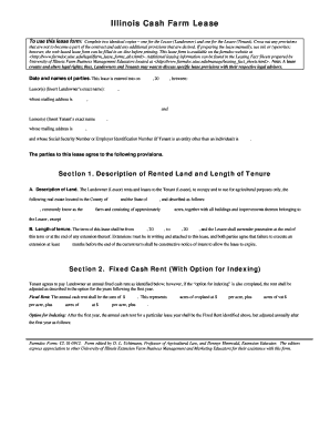 Illinois Cash Farm Lease Agreement