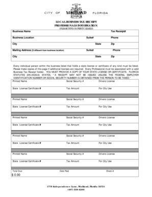 Florida Local Business Tax Receipt