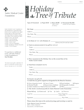 Sutter Medical Center Tree of Tribute Donation Form