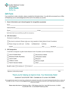Gift Donation Form