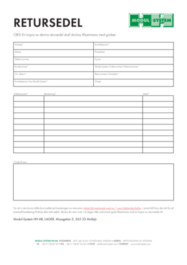 Modul-System Return Form