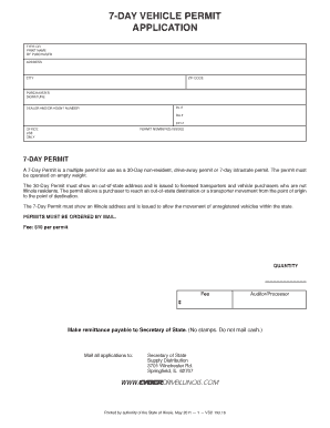Illinois 7-Day Vehicle Permit Application