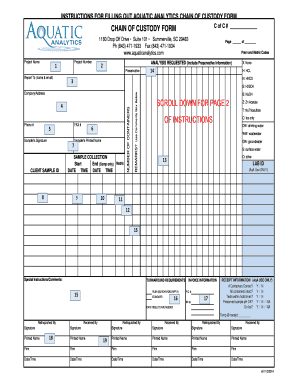 Aquatic Analytics Chain of Custody Form