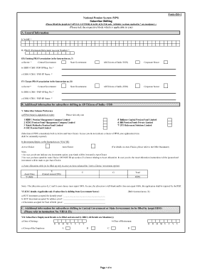 National Pension System Subscriber Shifting Form