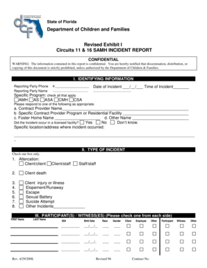 Florida SAMH Incident Report