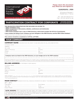 IPEM 2016 Participation Contract for Corporate