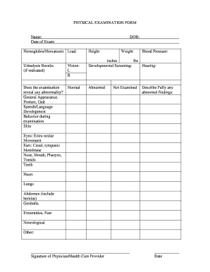 Physical Examination Form