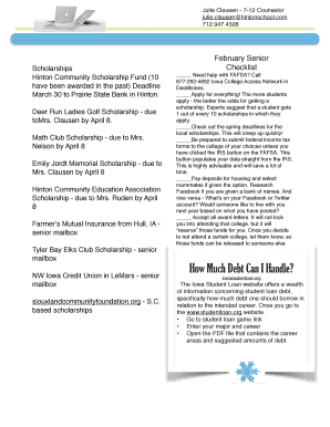 Iowa Senior Scholarship Checklist