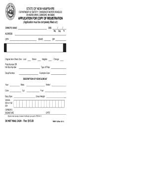 New Hampshire Registration Copy Application