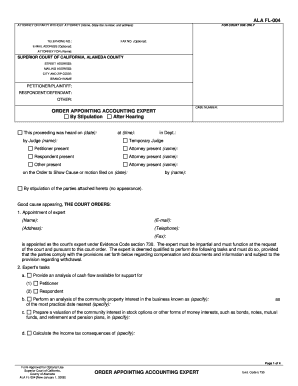 California Order Appointing Accounting Expert