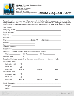 Printing Quote Request Form