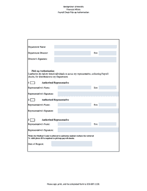 Payroll Check Pick-up Authorization