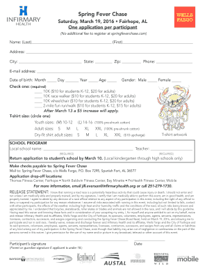Spring Fever Chase Registration Form