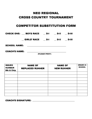 Competitor Substitution Form