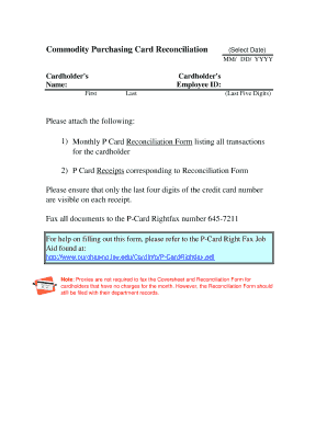 Commodity Purchasing Card Reconciliation Form