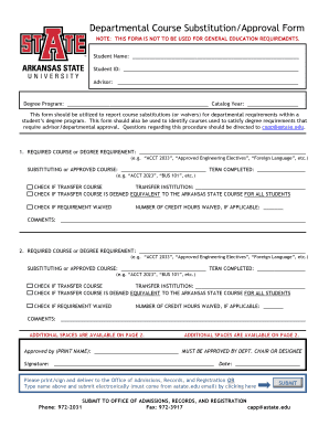 Departmental Course Substitution/Approval Form