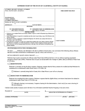 California Resentencing Petition