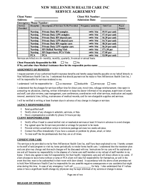 New Millennium Health Care Service Agreement