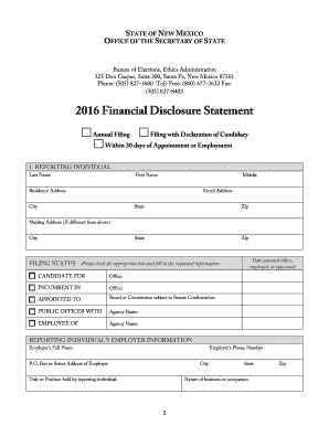 New Mexico Financial Disclosure Statement