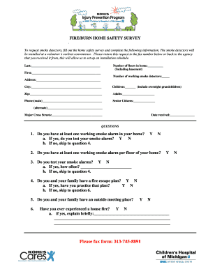 Fire/Burn Home Safety Survey