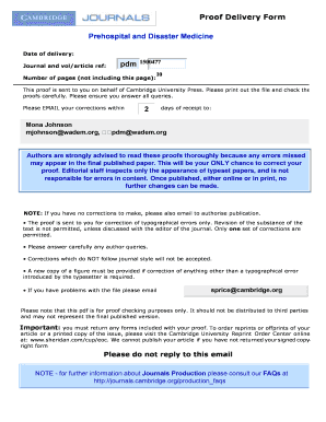 Proof Delivery Form