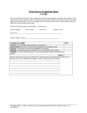 Source Evaluation Sheet