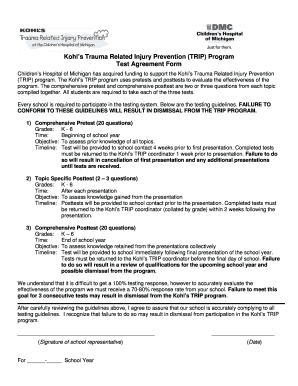 Kohl’s TRIP Program Test Agreement Form