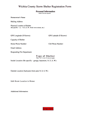 Emergency Shelter Registration Form