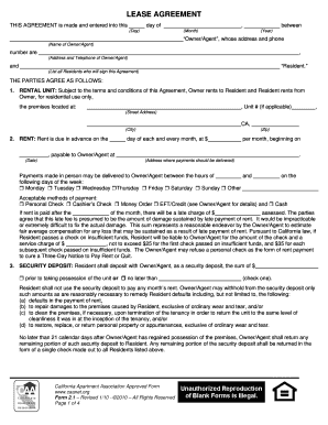 California Residential Lease Agreement
