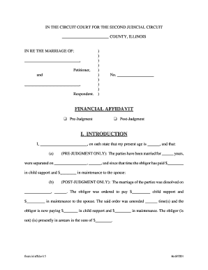 Illinois Financial Affidavit for Divorce