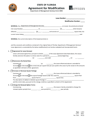Florida Lease Modification Agreement