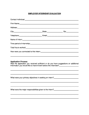 Employer Internship Evaluation Form