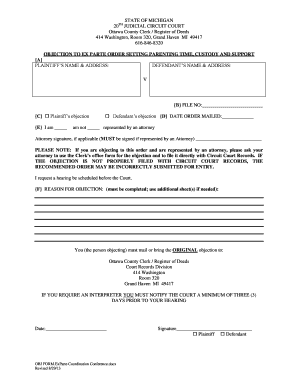 Michigan Objection to Ex Parte Order