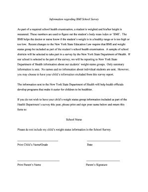 BMI School Survey Opt-Out Form