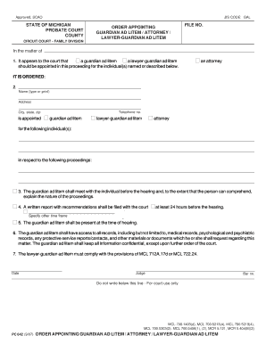 Michigan Guardian Ad Litem Appointment Order