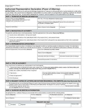 Michigan Authorized Representative Declaration
