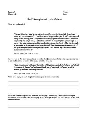 John Adams Philosophy Classwork