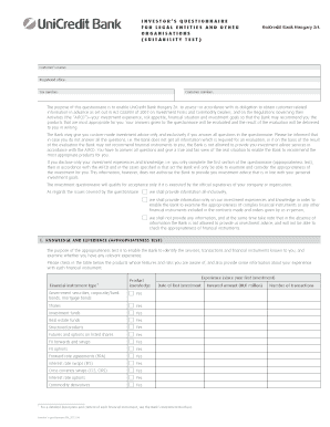 Investor Questionnaire for Legal Entities
