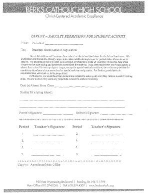Parent Faculty Permission for Student Activity