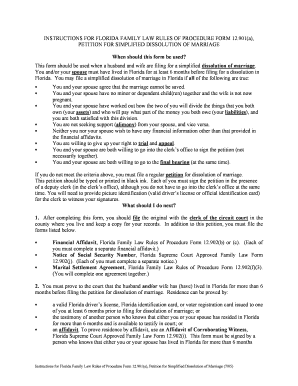 Florida Simplified Dissolution of Marriage Petition