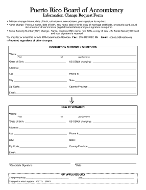 Puerto Rico Accountancy Information Change Request Form