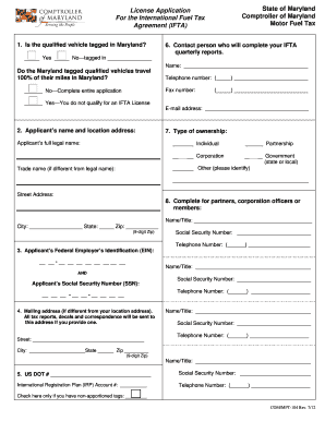 Maryland IFTA License Application