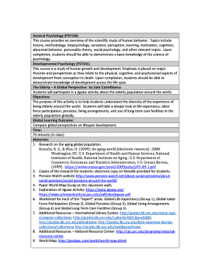 The Elderly – A Global Perspective Worksheet
