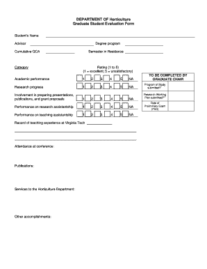 Graduate Student Evaluation Form Hort - hort vt